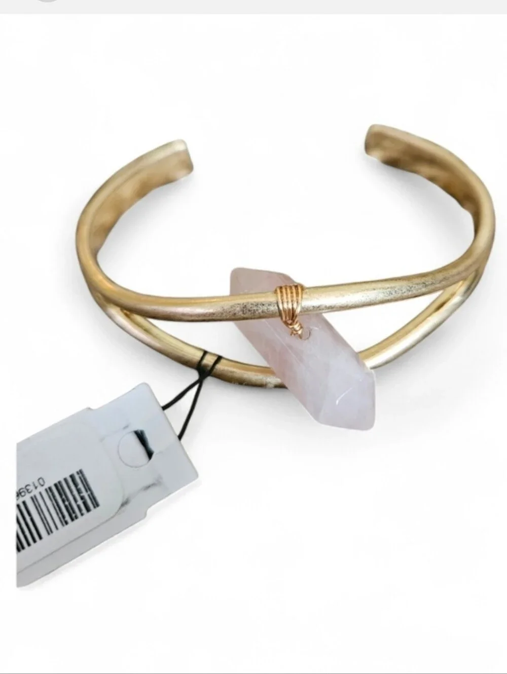 Guess Gold Bangle Bracelet with Pink Stone Accent NWOT - Picture 2 of 3